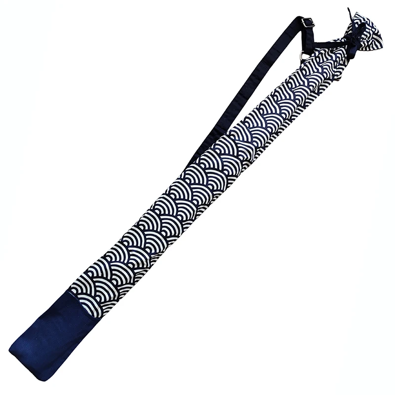 Kendo Sword Bag Bamboo Knife Bag Japanese Aikido Iaido Carry Bag With Strap Hold 2 Swords Cotten Wave Pattern