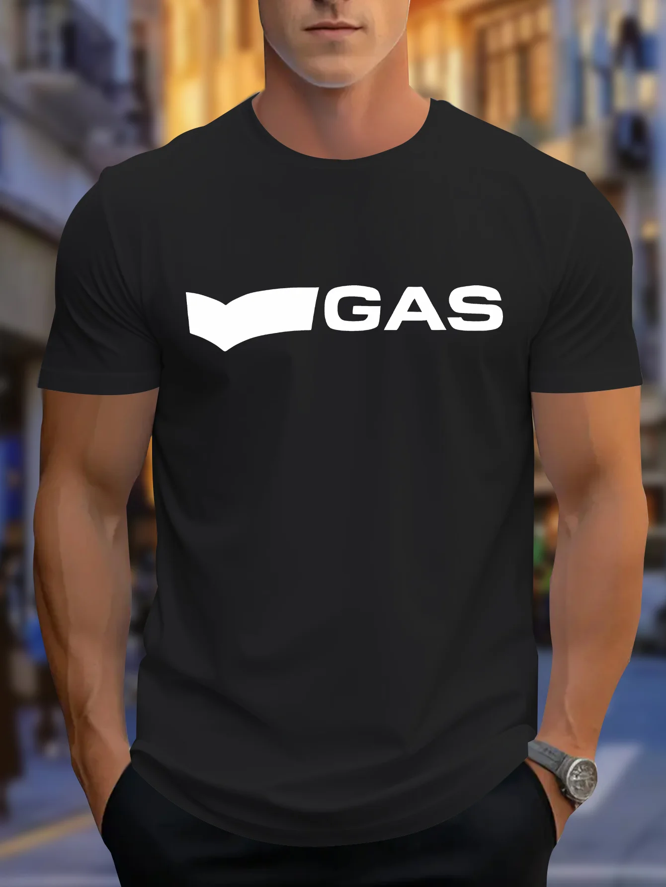 

2026 Весенне-летняя футболка из чистого хлопка, модная повседневная спортивная футболка с круглым вырезом и короткими рукавами с буквенным принтом ГАЗ