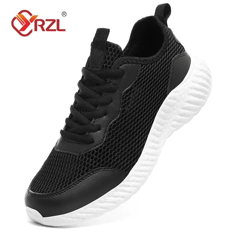 

YRZL Men's Breathable Mesh Running Sneakers Lighweight Walking Anti-skid Tennis Classic Style Black Fashion Sports Shoes for Men