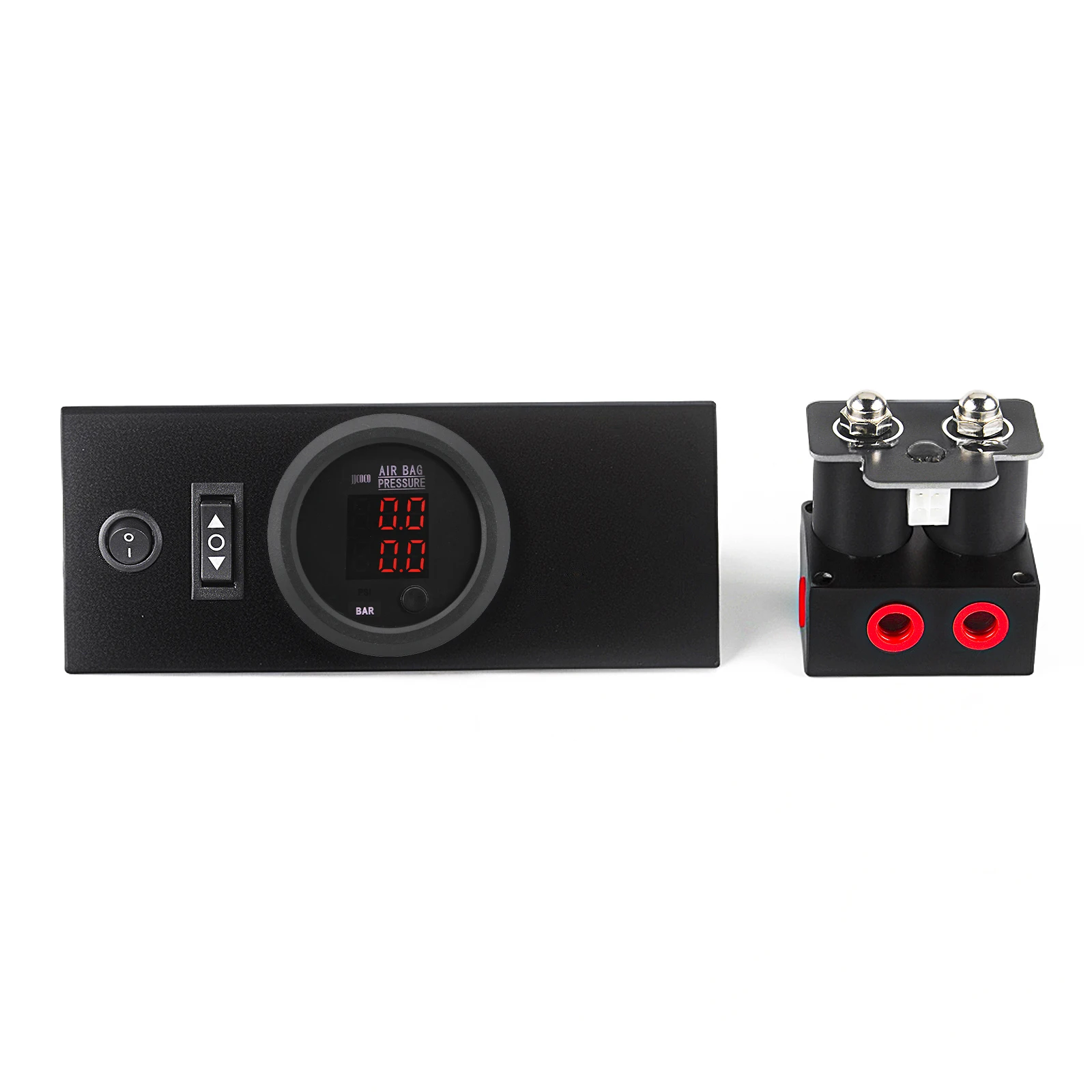 

Air Suspension Kit 12v Solenoid Valve Manifold Valve air Ride Controller with Dual Display air Pressure Gauge and Bracket Switch