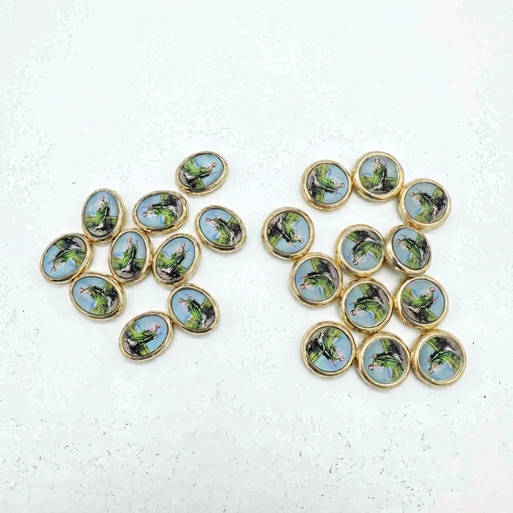 10Pcs Gold Plated St. Jude Oval Through Hole Spacer Beads Catholic Rosary Beads for DIY Bracelet Jewelry Making