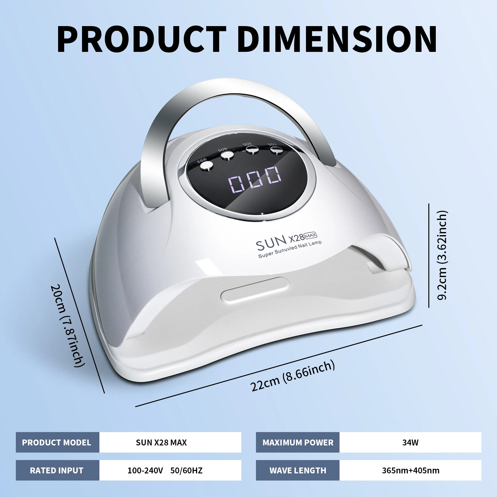 SUN X28 MAX ネイルランプ 90 LED UV ネイルドライヤー プロ仕様 ジェルネイルポリッシュ硬化ライト 4つのタイマーとセンサー付き ネイルサロンツール