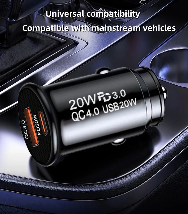 

Автомобильное зарядное устройство PD 40W с быстрой зарядкой QC4.0/3.0 USB для Xiaomi, быстрая зарядка Type-C для iPhone 15/14/13/12/11, USB-C автомобильное зарядное устройство