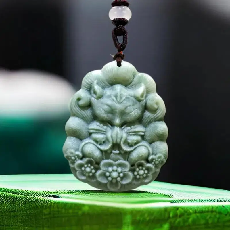 Natural Real Jade Fox Pendant Necklace Charm Luxury Amulet Fashion Talismans Carved Jewelry Chinese Designer