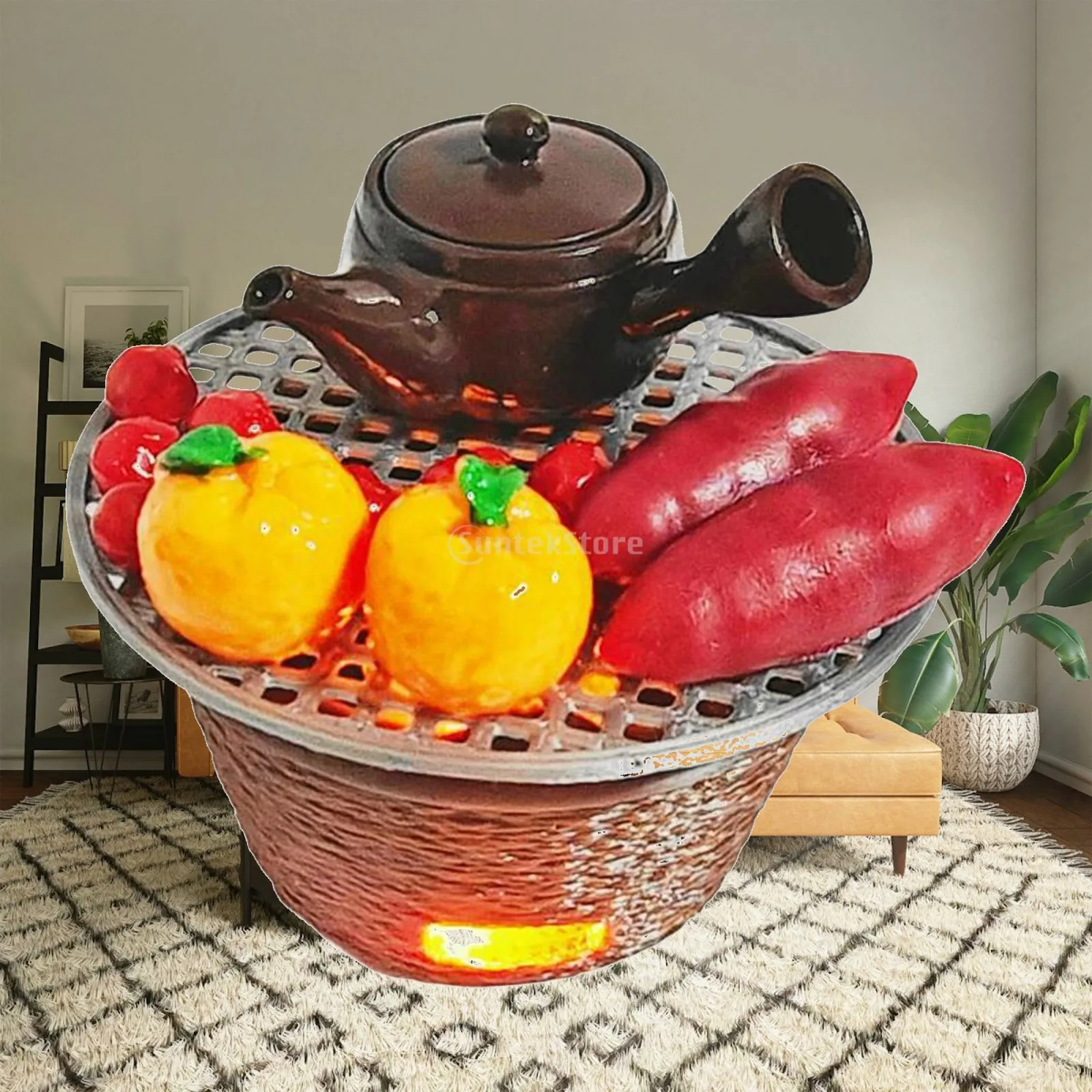 

Miniature Chinese Stoves Resin Dollhouse Kitchen Furniture with Lighting for 1 12 Scale Display Accessories