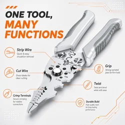 8.5 Inch Multi Functional Industrial Wire Stripper Cutter Crimper Heavy Duty Stainless Steel Electrical Pliers Ergonomic Grip