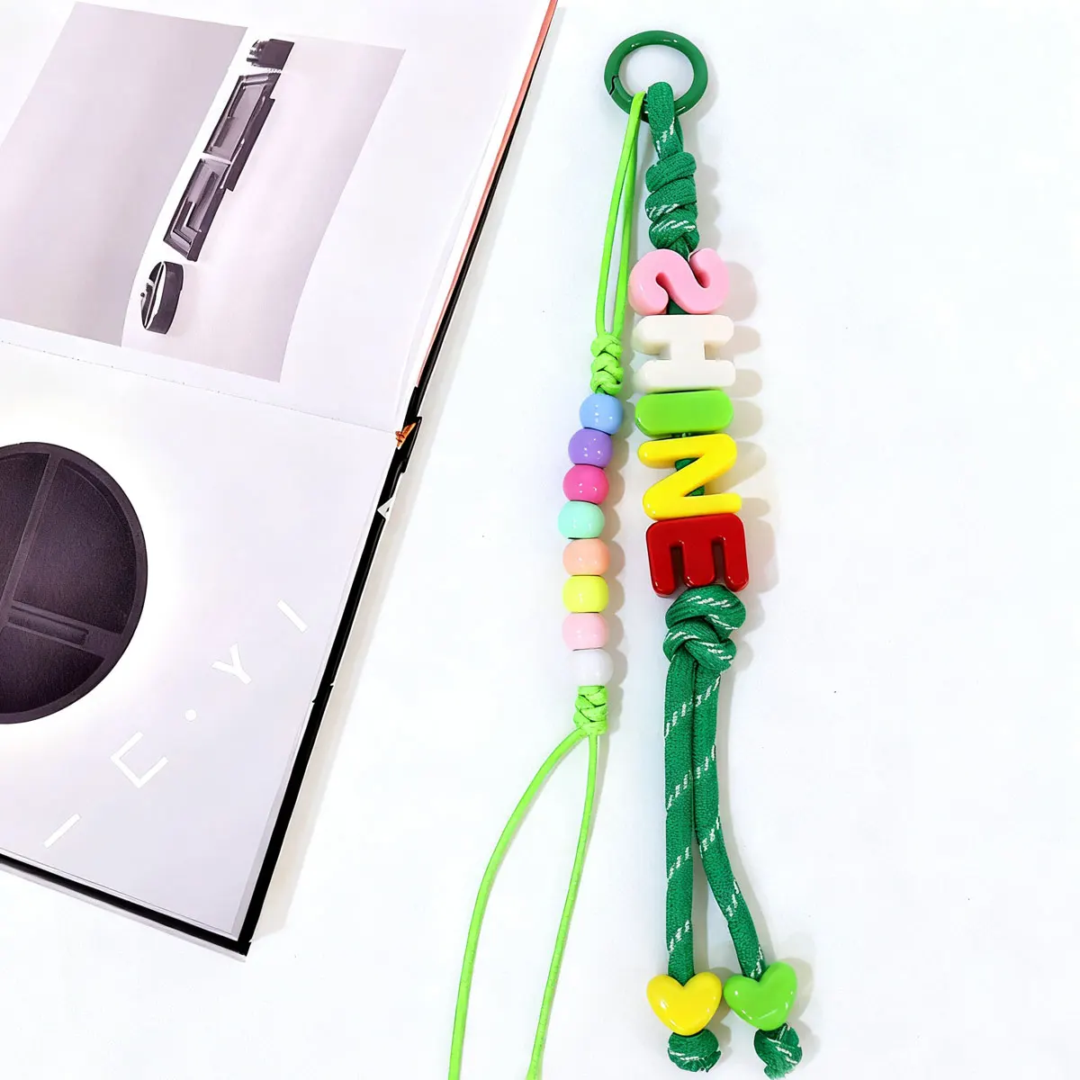Personalized Colorful Braided Beaded Acrylic Letter Keychain