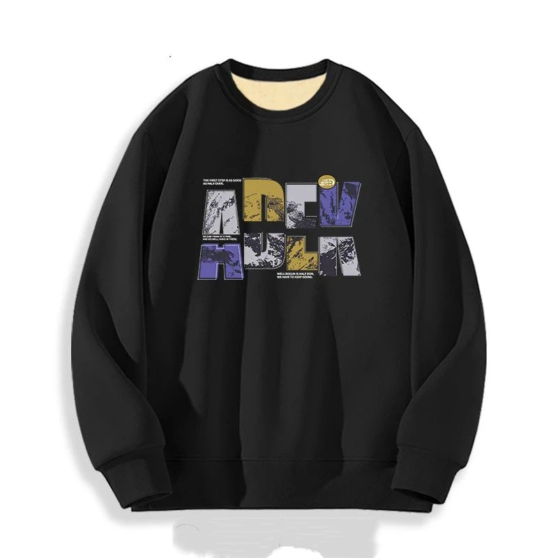 بلوزات رجالية عصرية برقبة دائرية للخريف والشتاء بالإضافة إلى بلوزات مخملية مطبوعة بقلنسوة ملابس علوية عصرية للربيع والخريف