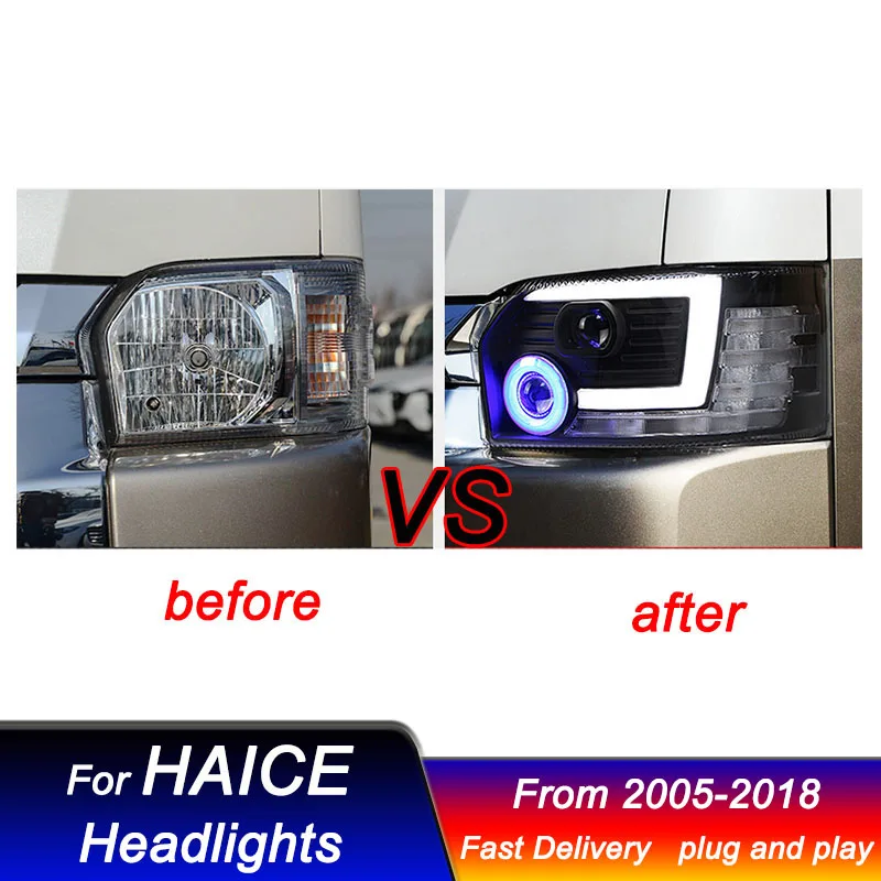 سيارة Led المصابيح الأمامية لتويوتا هايس 2005-2018 نمط جديد LED رئيس مصباح ترقية DRL ديناميكية مصباح إشارة الجبهة ضوء الجمعية