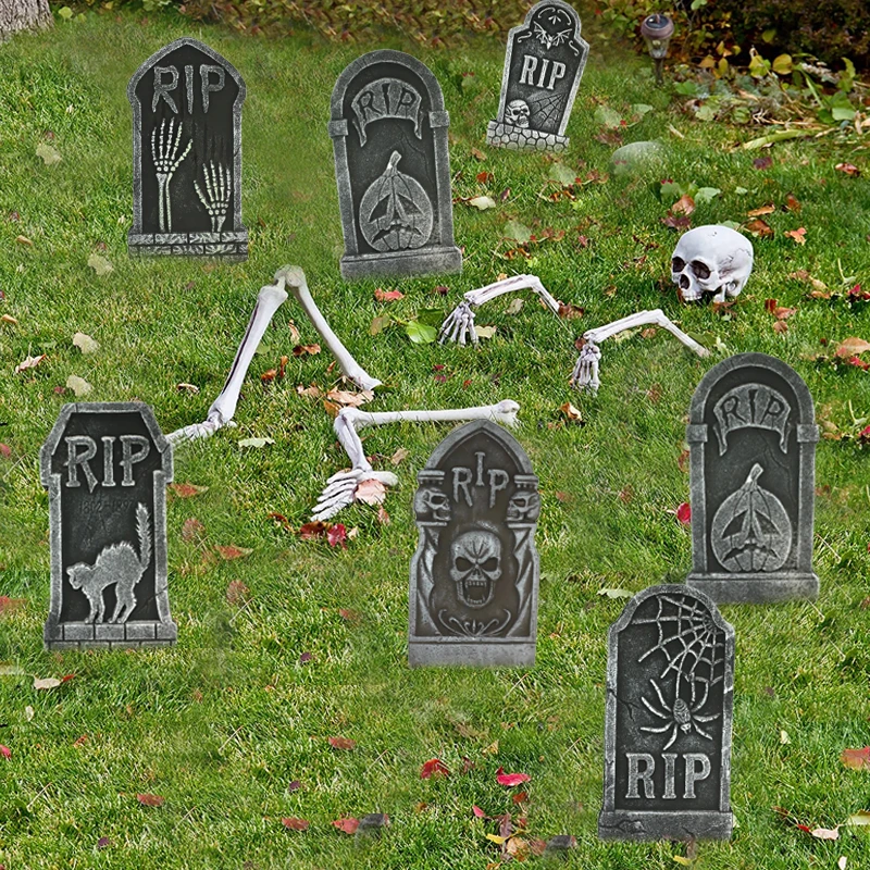 3/6pcs Foam Skeleton Tomb Halloween Decorations Outdoor for Patio Grave Bat Party Accessories Horror House Props Rip Tombstone