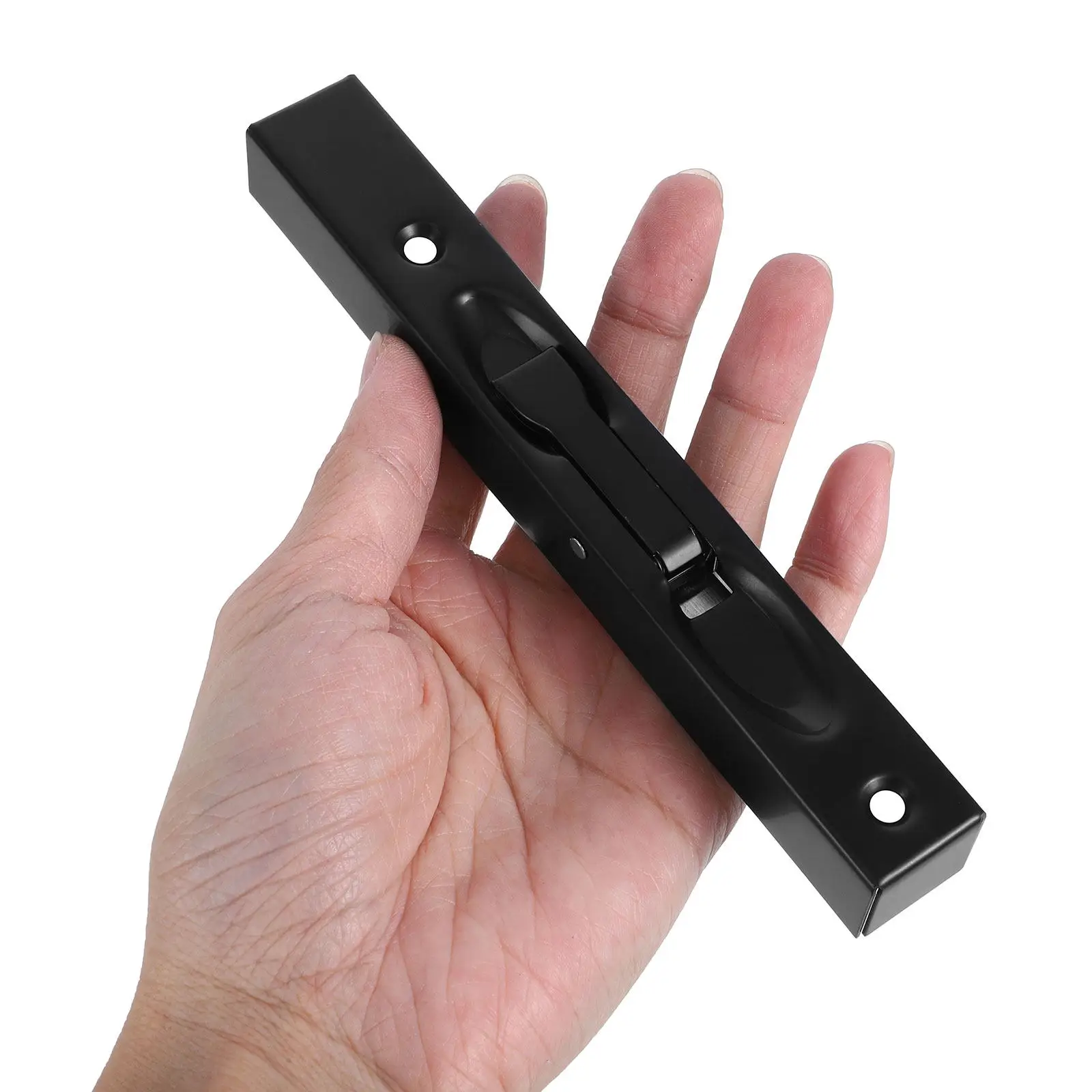 1Set Brushed Black 6 Inch Stainless Steel Flush Style Concealed Latch for French Doors Sliding Doors Double Door