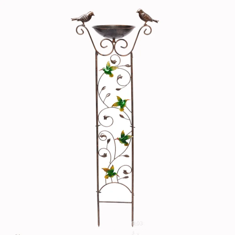

Outdoor Metal Garden Trellis with Bird Bath for Climbing Plants 100cm Antique Iron Butterfly Bird Decor Garden Plant Support