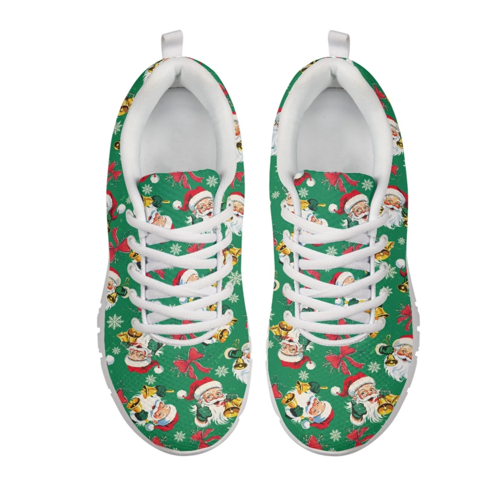 Coloranimal Santa Claus Bow Women Running Shoes Lace-up Casual Mens Athletic Trainers for Travel