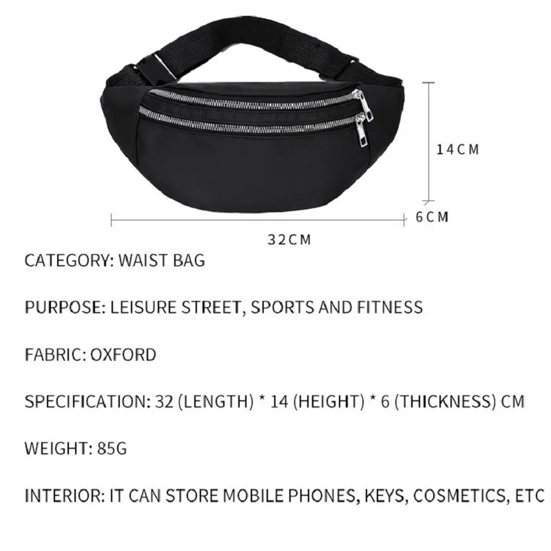 Fashion Waist Bag Women\'s Simple Shoulder Bag Lightweight Oxford Cloth Men\'s Casual Travel Versatile Crossb