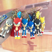 3D Sonic Keychain Anime Hedgehog Action Figures Model Doll Backpack Decoration Pendant Keychain Ornaments Children Birthday Gift