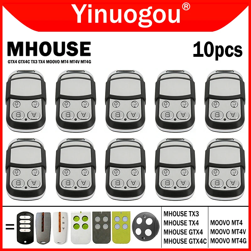 

MHOUSE GTX4 GTX4C TX3 TX4 MOOVO MT4 MT4V MT4G Пульт дистанционного управления гаражными воротами, 433,92 МГц, с плавающим кодом, ручной передатчик.