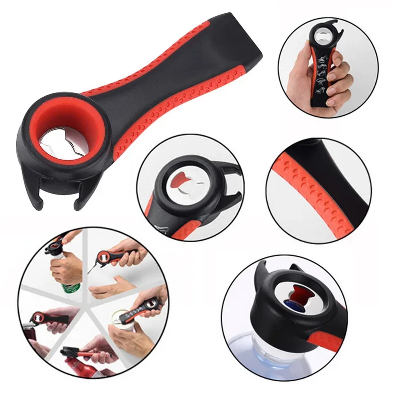 

Multifunctional 5-in-1 Beer Bottle Can Opener Kitchen Anti-Slip Beer Cap Rotary Bottle Opener Kitchen Tool