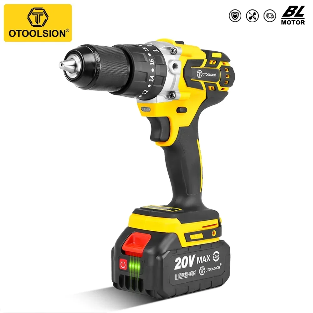 20V Brushless Impact Drill Cordless Ice Fishing Screwdriver Lithium Ion Battery Power Tool for Drilling Ice/Wall/Wood Power Tool