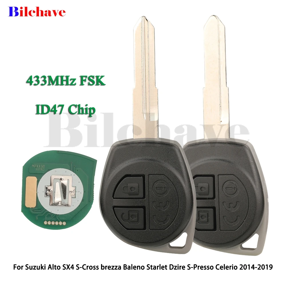 

JYQ 433 МГц FSK ID47 Автомобильный ключ-пульт для Suzuki Celerio 2014-2019, Alto, SX4, S-Cross, Brezza, Baleno, Starlet, Dzire, S-Presso, Fob T61M0