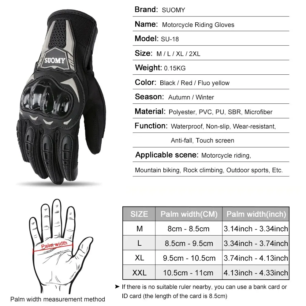 Suomy Winter Windproof Guantes Moto Motorcycle Gloves Men Women Autumn Motocross Biker Glove Touch Screen Cycling Luvas M-XXL