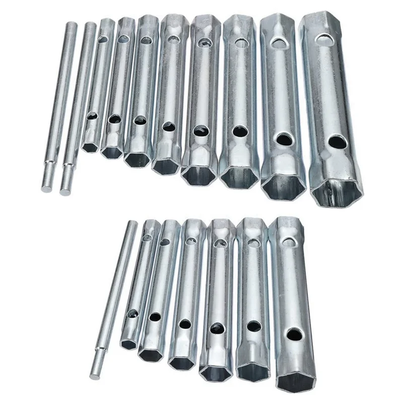 A53Q-20Pcs 6-22mm conjunto de chave de caixa tubular métrica barra de tubo vela de ignição chave de aço dupla extremidade para reparo de encanamento automotivo
