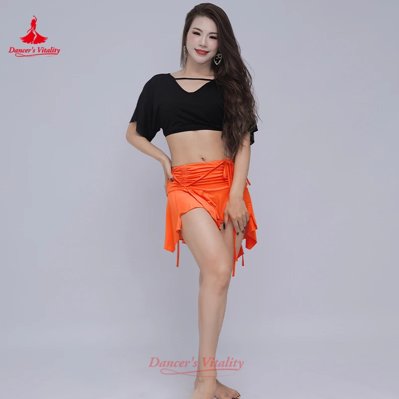 Buikdanseres Oefenkleding Dames Losse top met korte mouwen + sexy korte rok 2 stuks Volwassen Oosterse danstrainingskleding