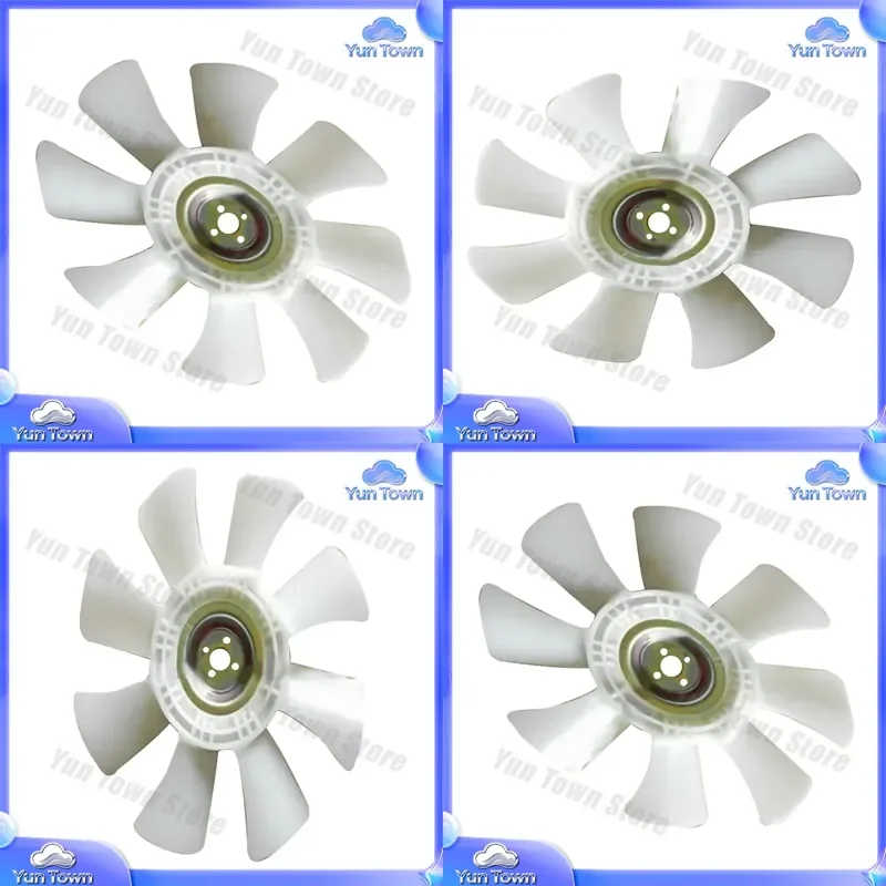 4 Hoses 8 Blades Fan 30648-50500 for Mitsubishi S4F S4K 4M40 Engine for Kato HD250 Excavator Replacement Cooling Fan for