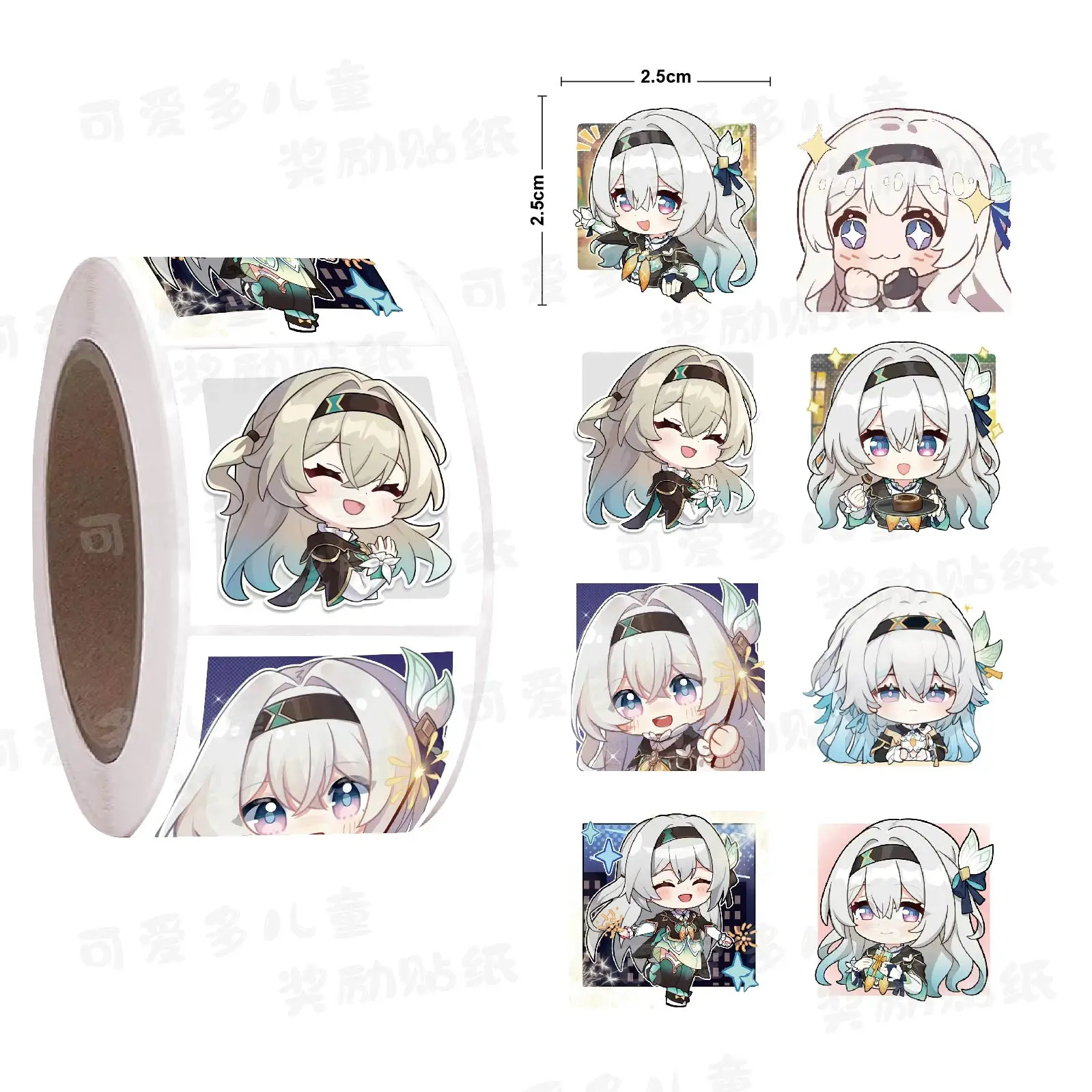 

Anime Honkai: Star Rail Firefly Sam Cosplay Square Curly Handbook Decorate 500 Stickers/rolls Adhesive Label Xmas Birthday Gift