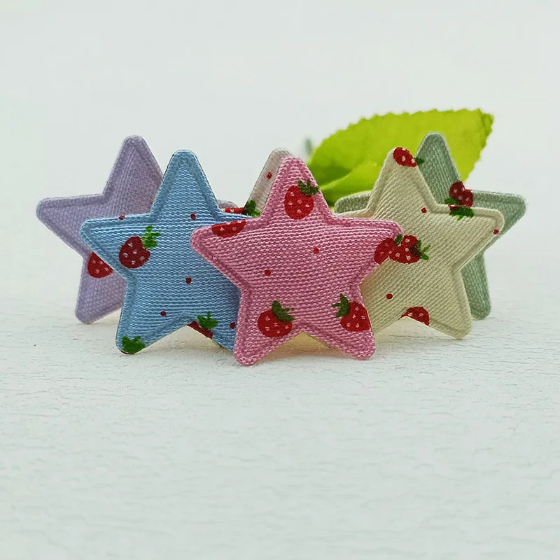60 Stück, 3,3 cm, niedliche Erdbeer- und Stern-Applikationen zum Aufnähen, für Kinder-Haarreifen, Haarspangen, Accessoires, Hüte und zur Dekoration. – Detail 2