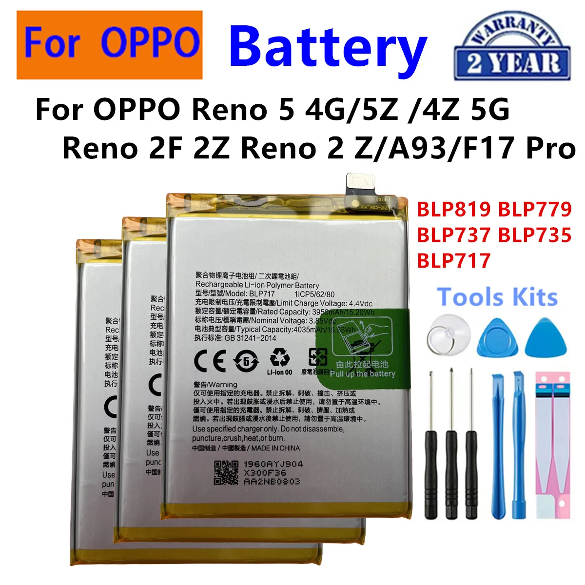 

BLP819 BLP779 BLP737 BLP735 BLP717 Battery For OPPO Reno 5 5Z 4Z 4G 5G Reno 2F 2Z Reno Z 2 OPPO A93 F17 Pro Phone Batteries