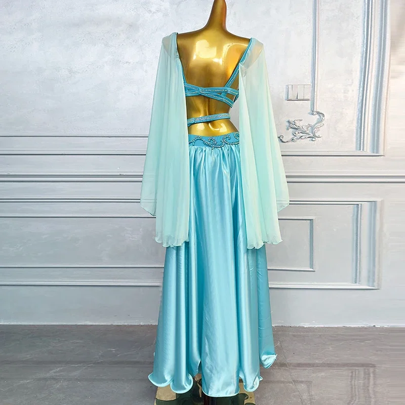 Women Luxury Rhinestone Elegant Chiffon Set Adult Oriental Belly Dancing Competition Outfit Belly Dance Performance Costume