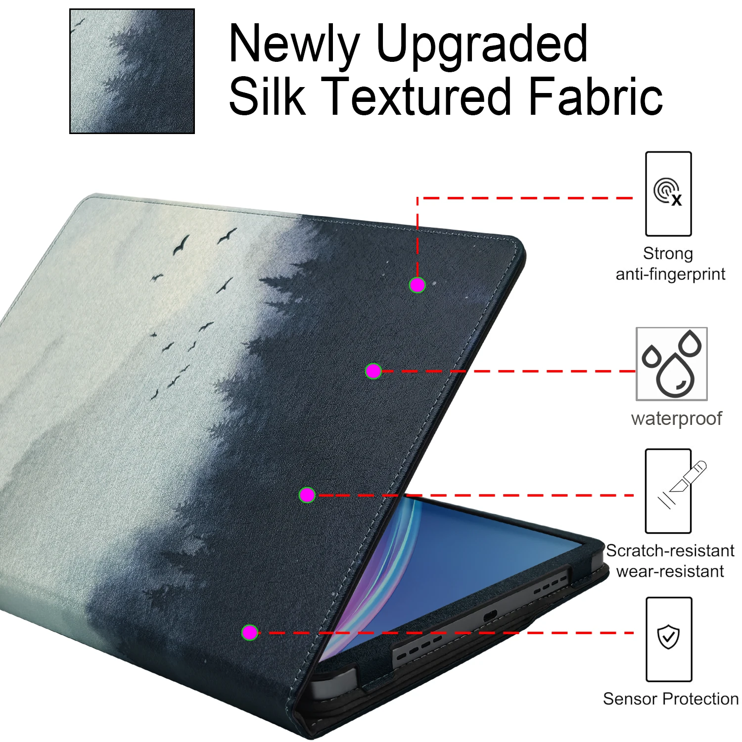 Etui na tablet TCL NxtPaper 11 Plus 11,5 cala, dwukierunkowa, wielokątna podstawka z funkcją automatycznego usypiania i budzenia/paskiem na rękę/uchwytem na rysik, wykonane z PU. — zdjęcie produktu 5