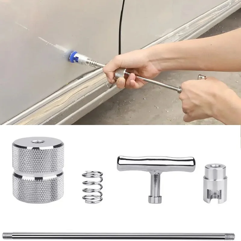 Universal Car Repair Sheet Metal Kit Slide Hammer Reverse T Bar Pulling Tabs Puller Car Dent Puller Metal T Dent Repair Tool