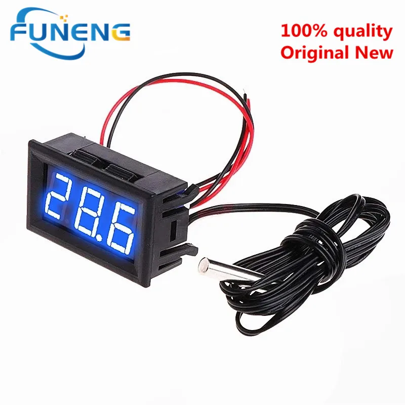 DC 5-12V Mini Digital LED Thermometer for Car Temperature Monitor Panel Meter Measuring Range -50-110C with Temperature Probe