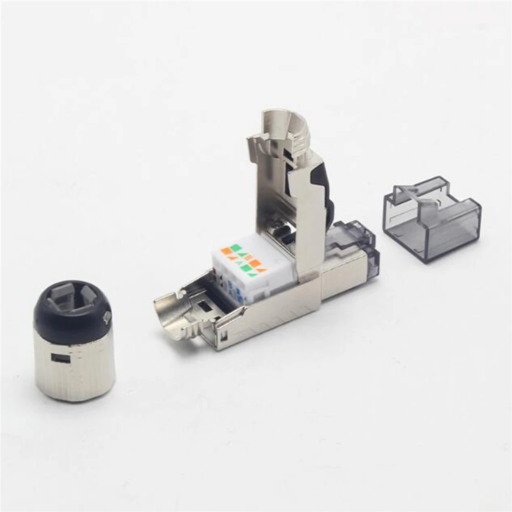 Professionelle Stecker Stecker Cat8 Werkzeug Weniger Computer Netzwerk Modul Schild RJ45 Netzwerk Kabel Freies Hit Metall Kristall Kopf