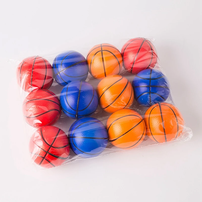 12Pcs Colorful Hand Basketball Exercise Soft Elastic Stress Reliever Ball Kid Small Ball Toy Massage Toy