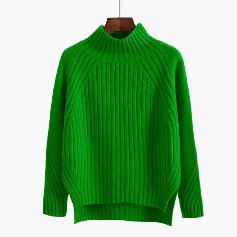 

Fashion Women's Turtleneck Sweater Pullover Female knitwear 2023 New Spring Autumn Short Knitted Jumper Bottoming Shirt Green