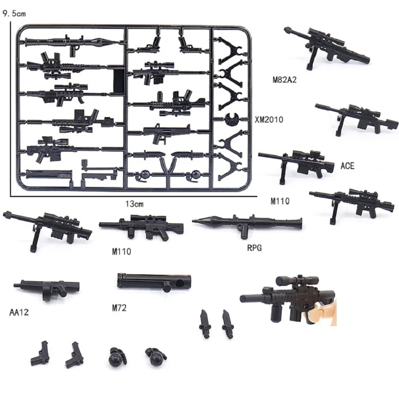 Armas militares modernas para crianças, figuras peças, armas, bloco Moc, swat, acessórios policiais, Kits de construção compatíveis, brinquedos educativos