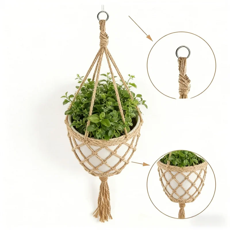 

Hanging Flower Pot Net Bag2Pieces90cmGardening Green Plant Woven Hemp Rope Indoor and Outdoor Hanging Basket
