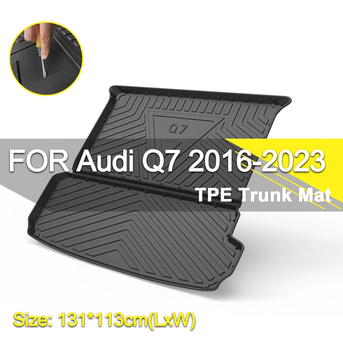 Trunk Mat  TPE FOR Audi Q7 2016-2023 Car Waterproof Non-Slip Rubber Cargo  Liner Accessories