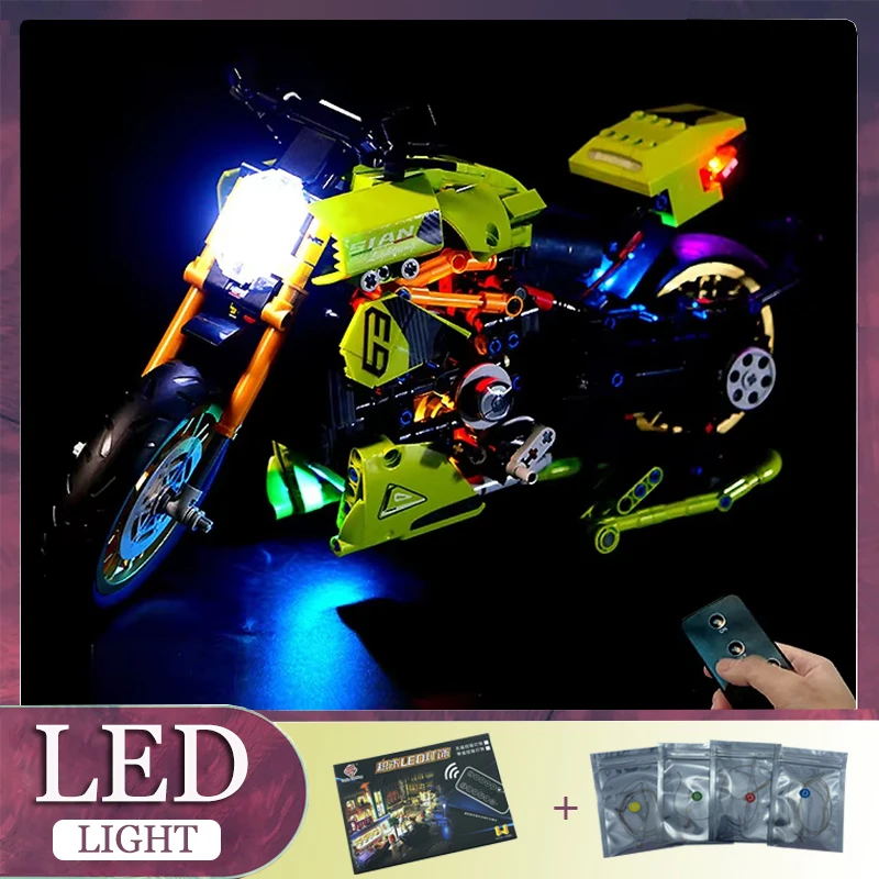 مجموعة كتلة بناء دراجة نارية تقنية RC ، طقم إضاءة LED RC ، ضوء LED فقط بدون نموذج كتل ، من DIY