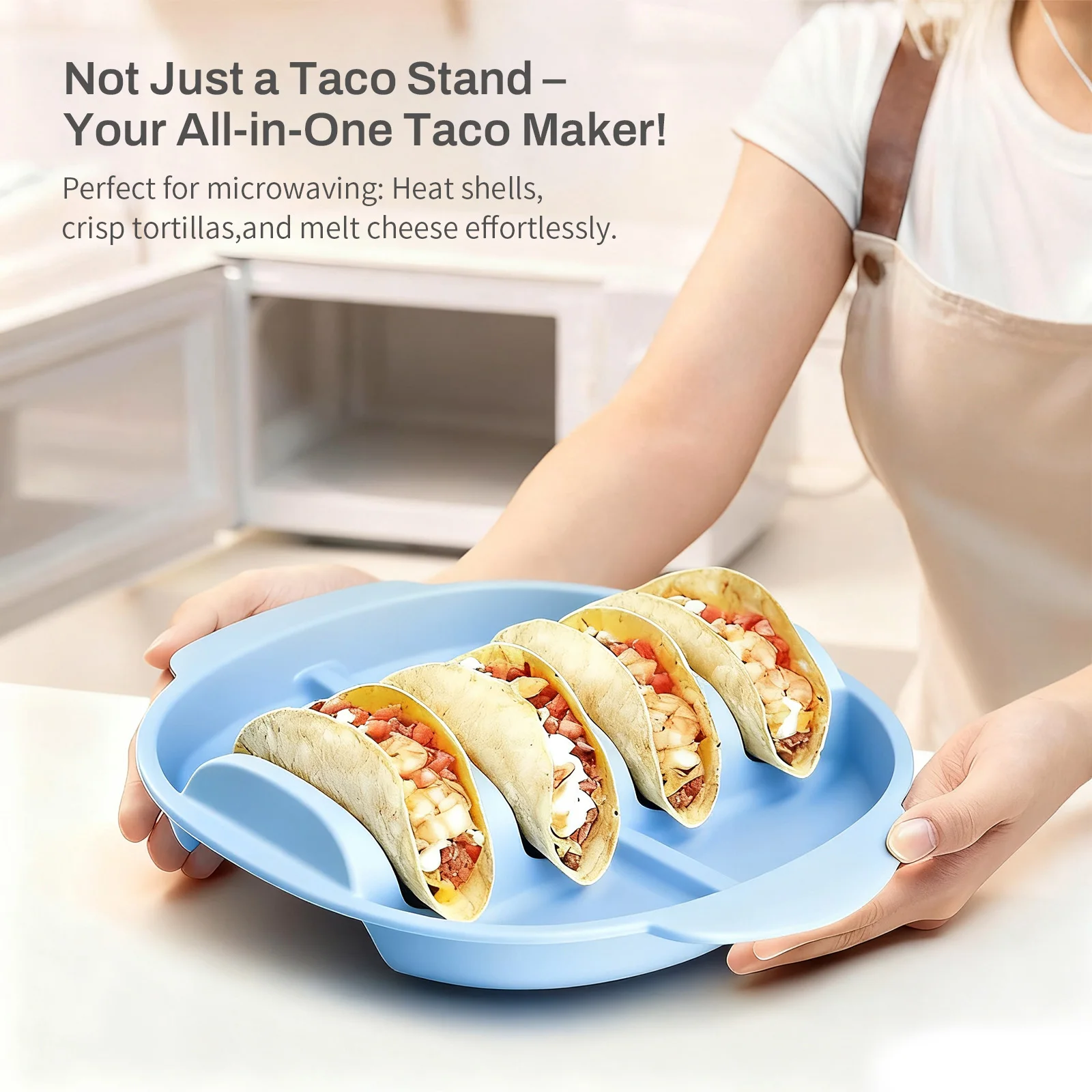 

2Pcs Silicone Taco Holder Stand Burrito,Taco Shell Holder with Handle Anti Scald,Kitchen Tool Restaurant Pancake Shelf