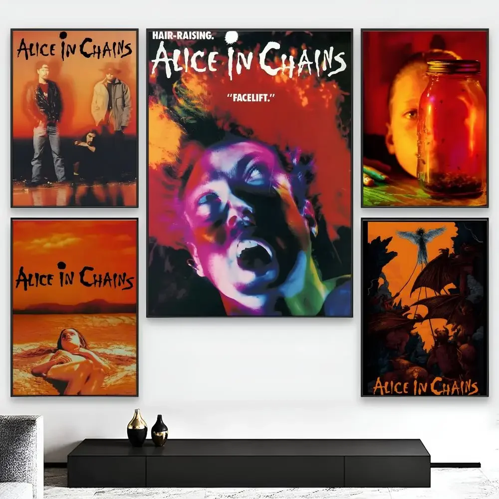 Band A-Alice In Chains Poster Self-adhesive Art Waterproof Paper Sticker Coffee House Wall Decor