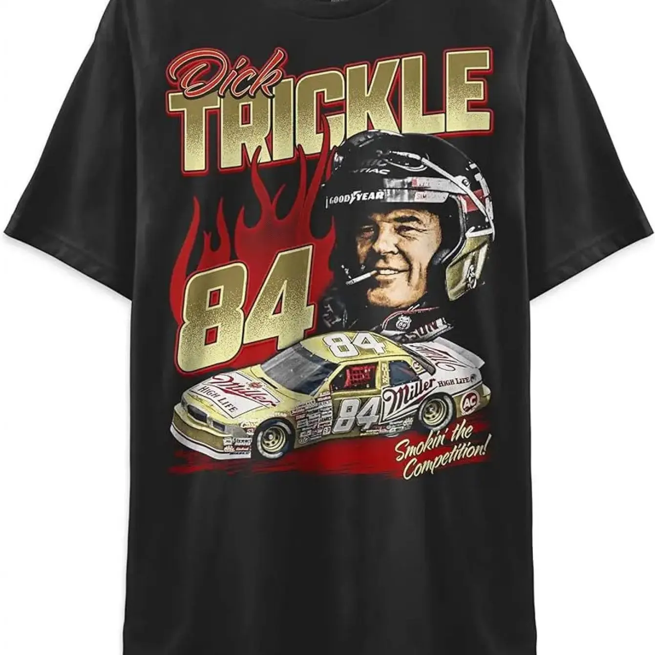 

Retro 1980s Racing Pattern 84 Print T-shirt Soft Cotton Casual Crew Neck Top