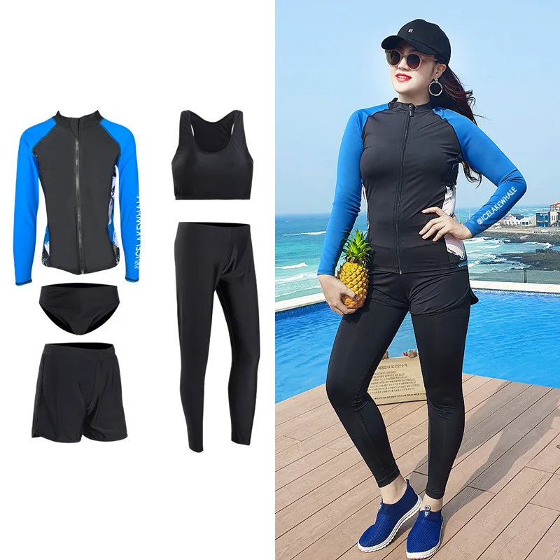 

5pcs/set Plus Size Women's Long Sleeve Sun Protection Rashguard Swimwear Athletic Tankini Swimwear Workout Tracksuit Rash Guard