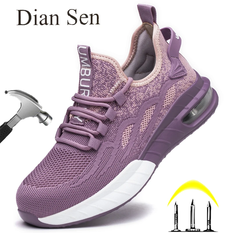 Diansen Fashion Safety Shoes Women Steel Toe Shoes Anti-puncture Work Sneakers Indestructible Safety Boots Male Protective Shoes