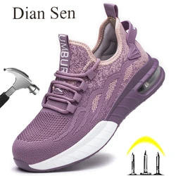 Diansen Fashion Safety Shoes Women Steel Toe Shoes Anti-puncture Work Sneakers Indestructible Safety Boots Male Protective Shoes