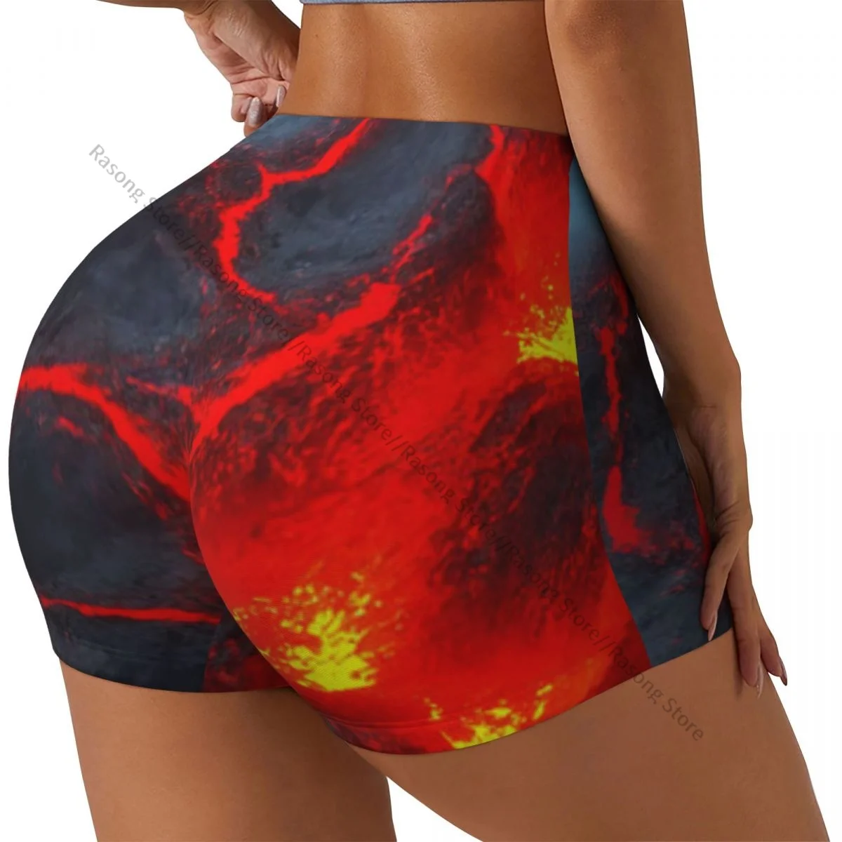 

Женские шорты для йоги Hot Lava Eruption Scrunch Booty Подтяжка ягодиц Комфортный фитнес-зал