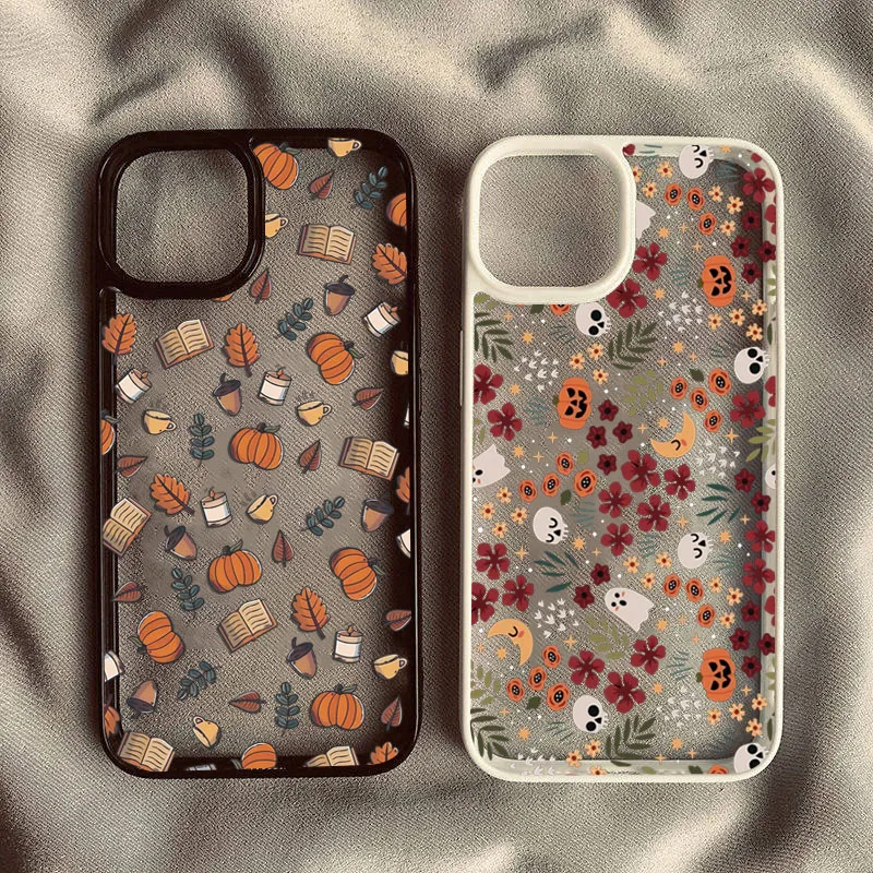 Halloween Niedliche Kürbis-Schädel Transparente Handyhülle für iPhone 18 Pro 17 16 15 14 11 13 12 18 Pro Max 16 Plus 16E Air Stoßfeste Hülle – Detail 1