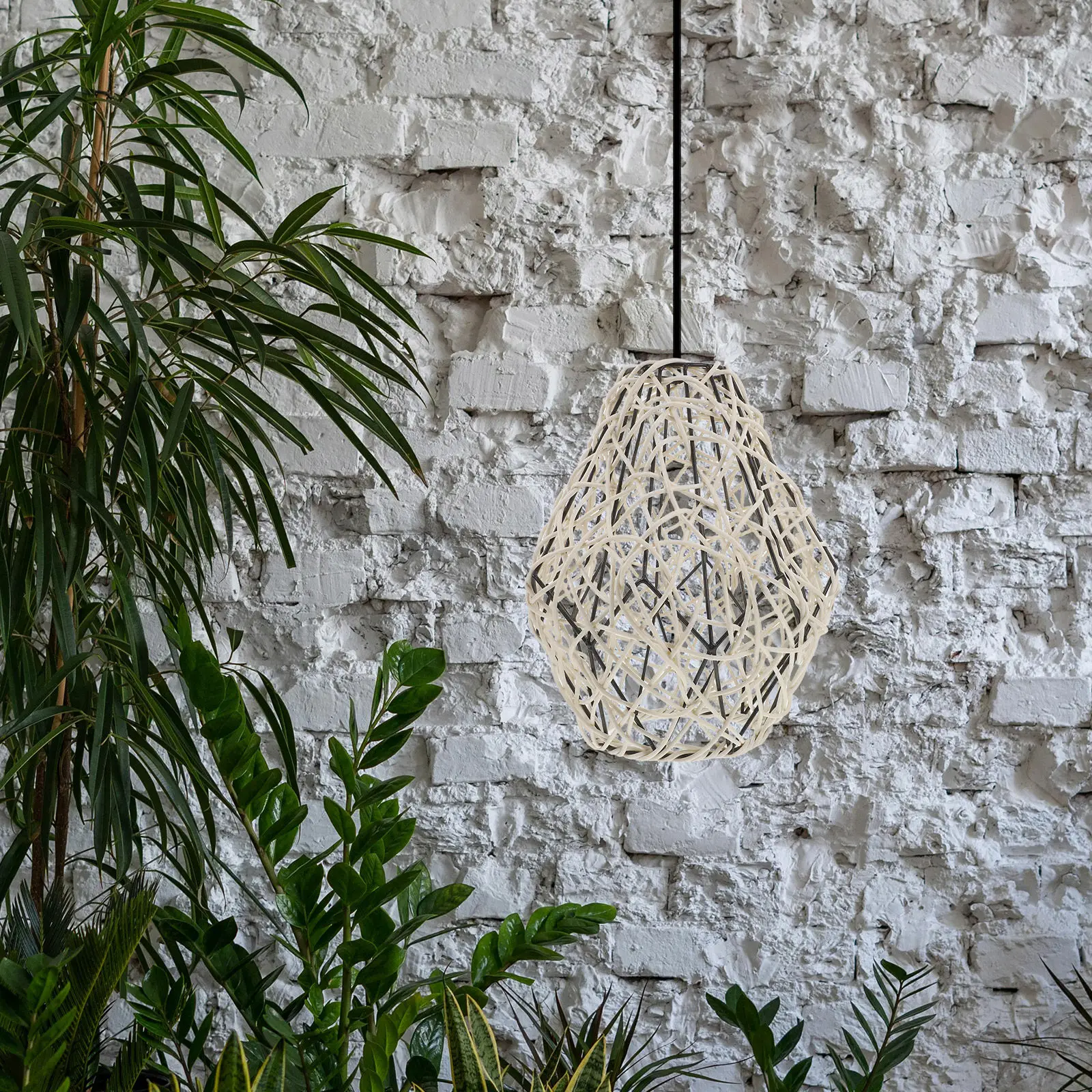 Indoor Pendant Lamp Plastic Rattan Lampshade Unique Creative Design Dining Decorative Hanging Lamp Shade Lighting